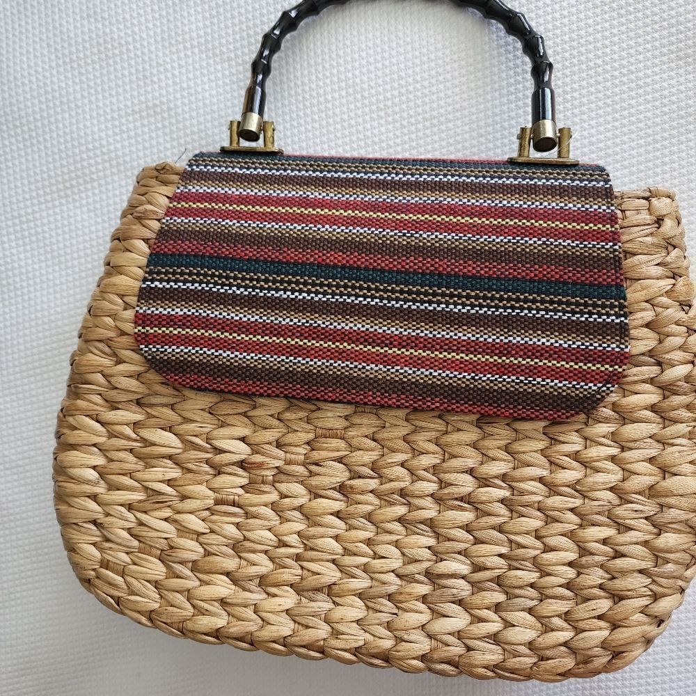 Boho straw summer beach bag